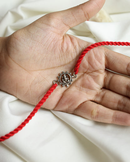 925 Silver Rakhi| Silver Ganpati Sunflower Rakhi