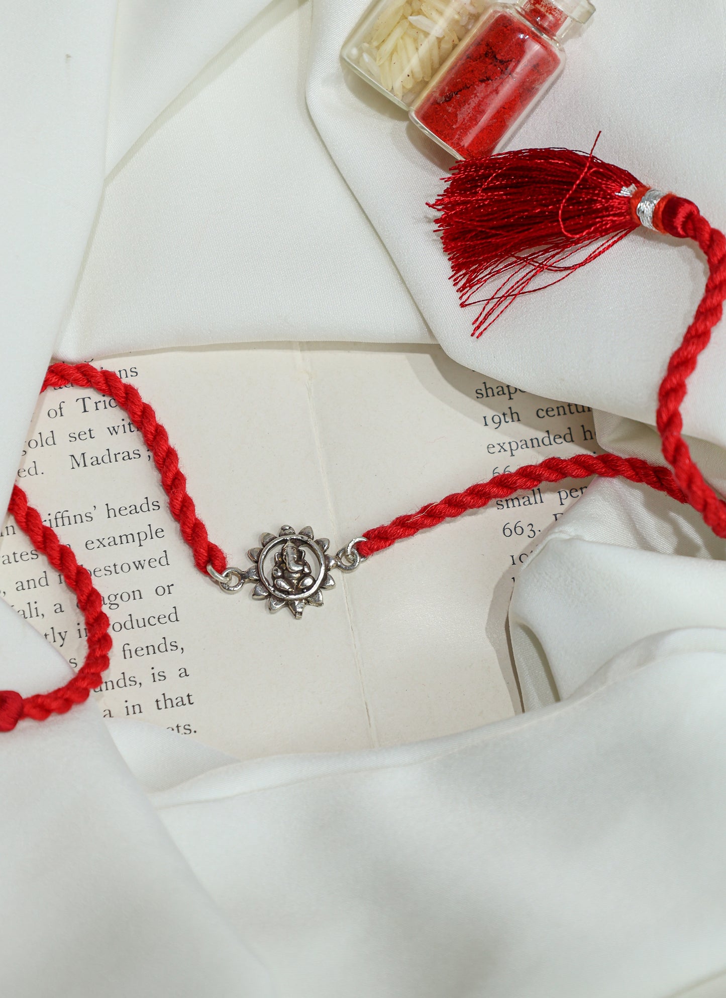 925 Silver Rakhi| Silver Ganpati Sunflower Rakhi