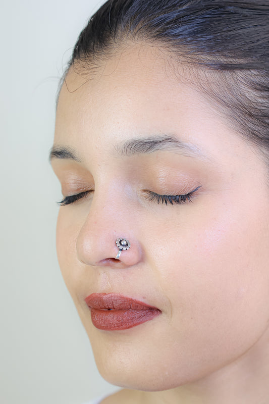 925 Silver Nosepin| Nazakat Little Phool ( Clip-on)