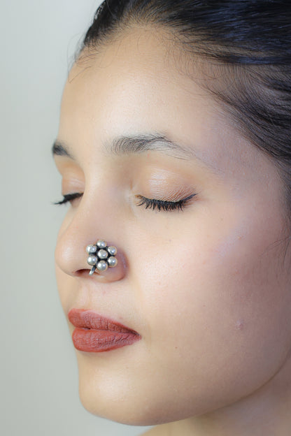 925 Silver Nosepin| Silver Daisy Flower Nosepin( Clip-on)