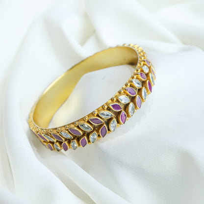 925 Silver Bangles| Aasma Silver Gold Plated With Ruby And Zircon Cut-stone Bangle