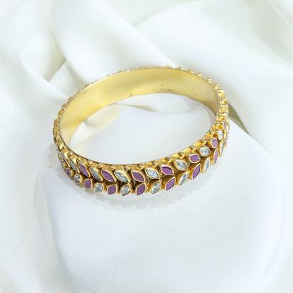 925 Silver Bangles| Aasma Silver Gold Plated With Ruby And Zircon Cut-stone Bangle