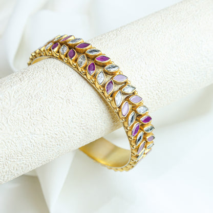925 Silver Bangles| Aasma Silver Gold Plated With Ruby And Zircon Cut-stone Bangle
