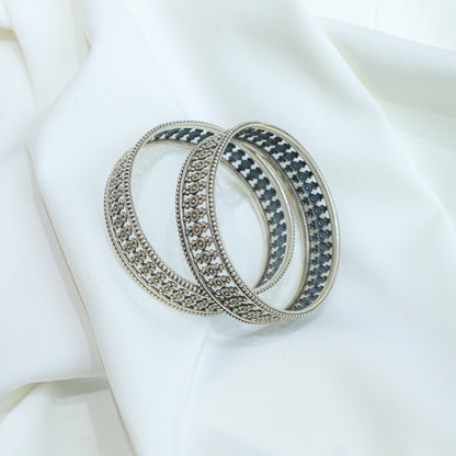 925 Silver Bangles| Ditya Floral Jali Silver Statement Bangle( Single Piece)