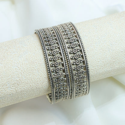 925 Silver Bangles| Ditya Floral Jali Silver Statement Bangle( Single Piece)