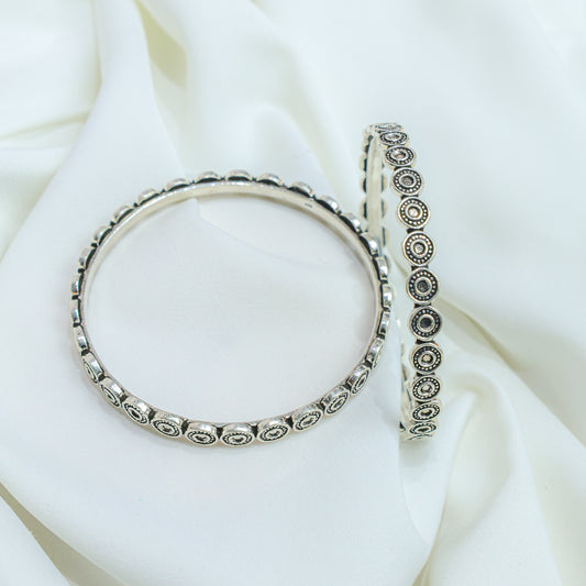 925 Silver Bangles| Moh Silver Floral Coin Bangles ( Single Piece)