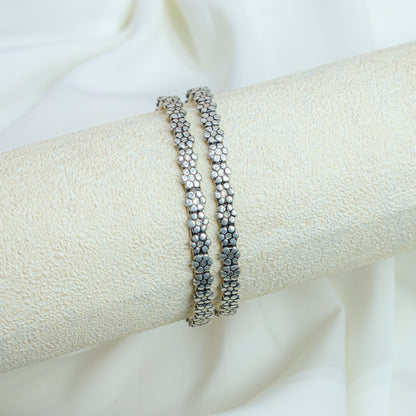 925 Silver Bangles| Moh Daisy Flower Silver Bangle ( Single Piece)