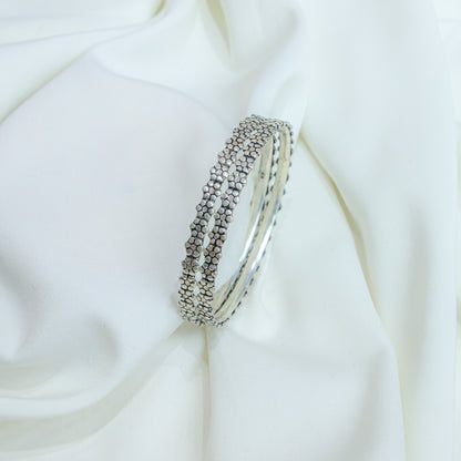 925 Silver Bangles| Moh Daisy Flower Silver Bangle ( Single Piece)