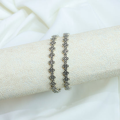 925 Silver Bangles| Moh Flower Silver Bangle( Single Piece)