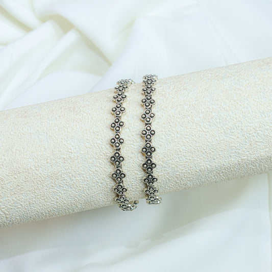 925 Silver Bangles| Moh Flower Silver Bangle( Single Piece)