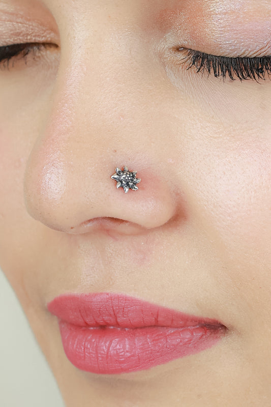 925 Silver Nosepin| Nazakat Sunflower Silver Nosepin