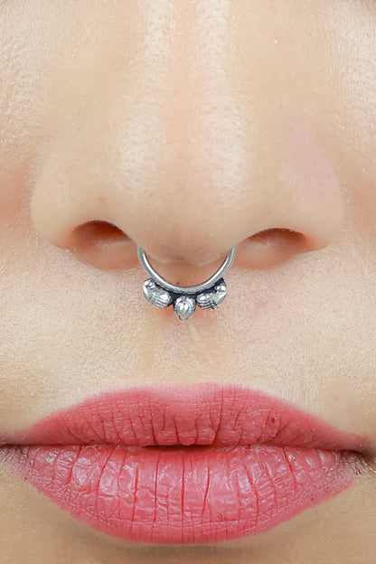 925 Silver Septum Ring| Nazakat Tribal Silver Septum Ring