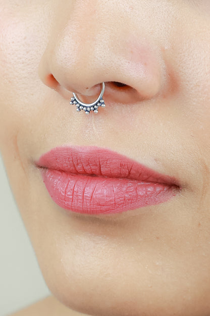 925 Silver Septum Ring| Nazakat Tribal Rawa Work Silver Septum Ring