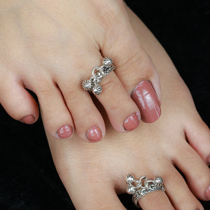 Noor Challa Ghungroo Silver Toe-Rings ( Pair)