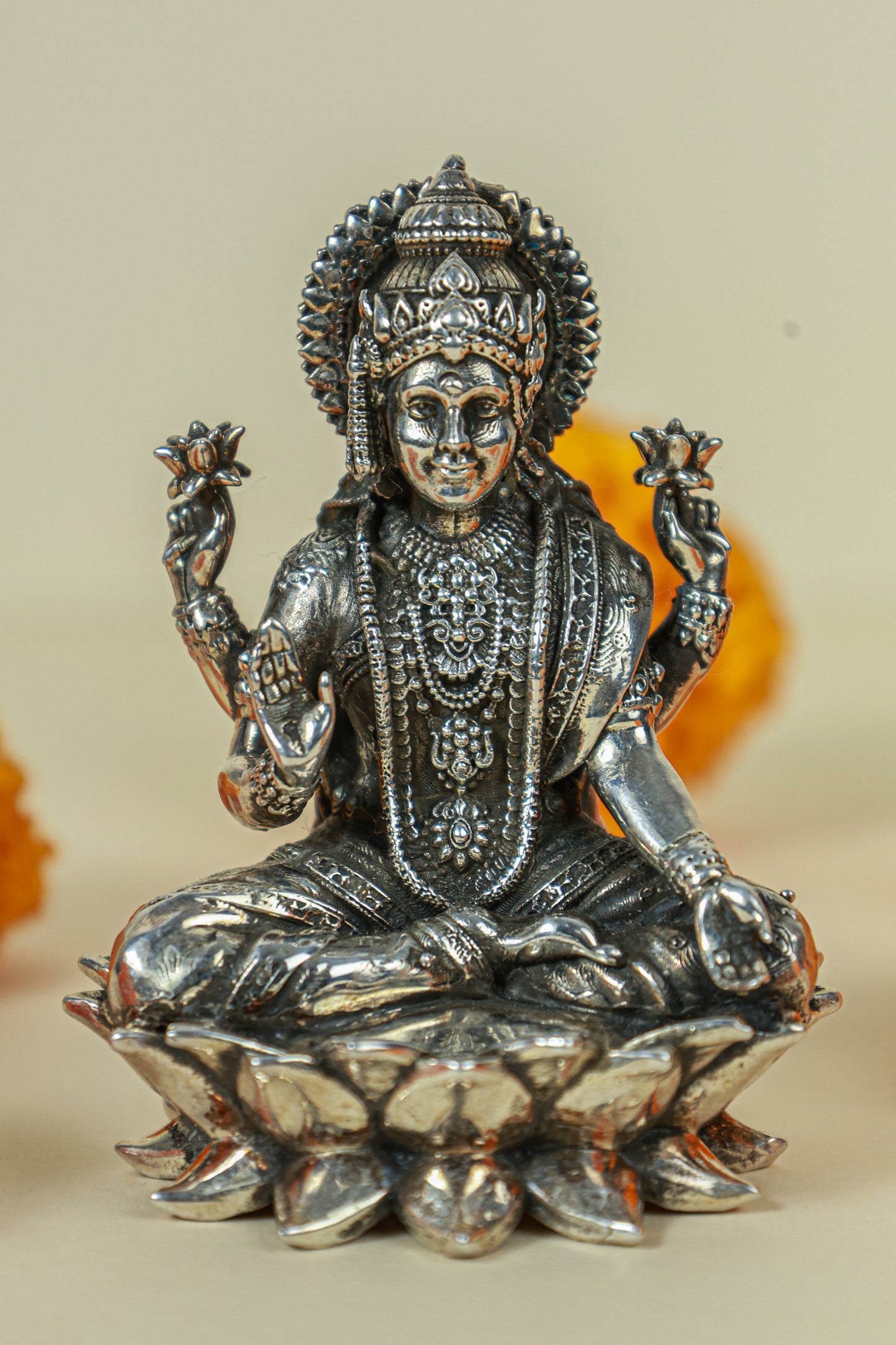 Silver Laxmi Ganesh idol