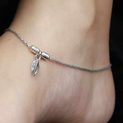 925 Silver Anklet| Nazakat Leaf Silver Anklet