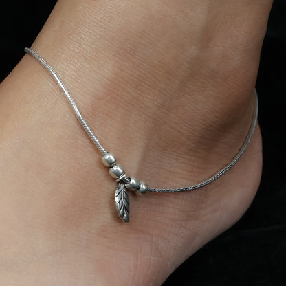 925 Silver Anklet| Nazakat Leaflet Grace Silver Anklet