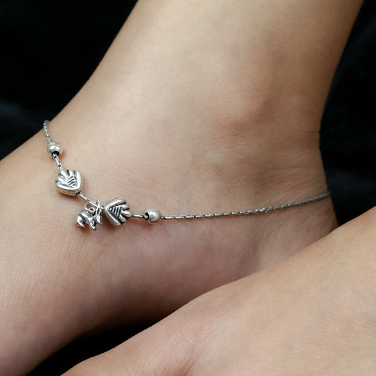 925 Silver Anklet| Nazakat Bunny Silver Anklet