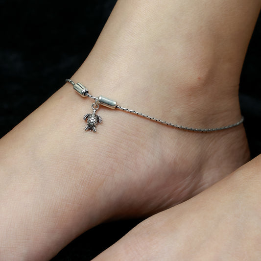 925 Silver Anklet| Nazakat Silver Turtle Anklet