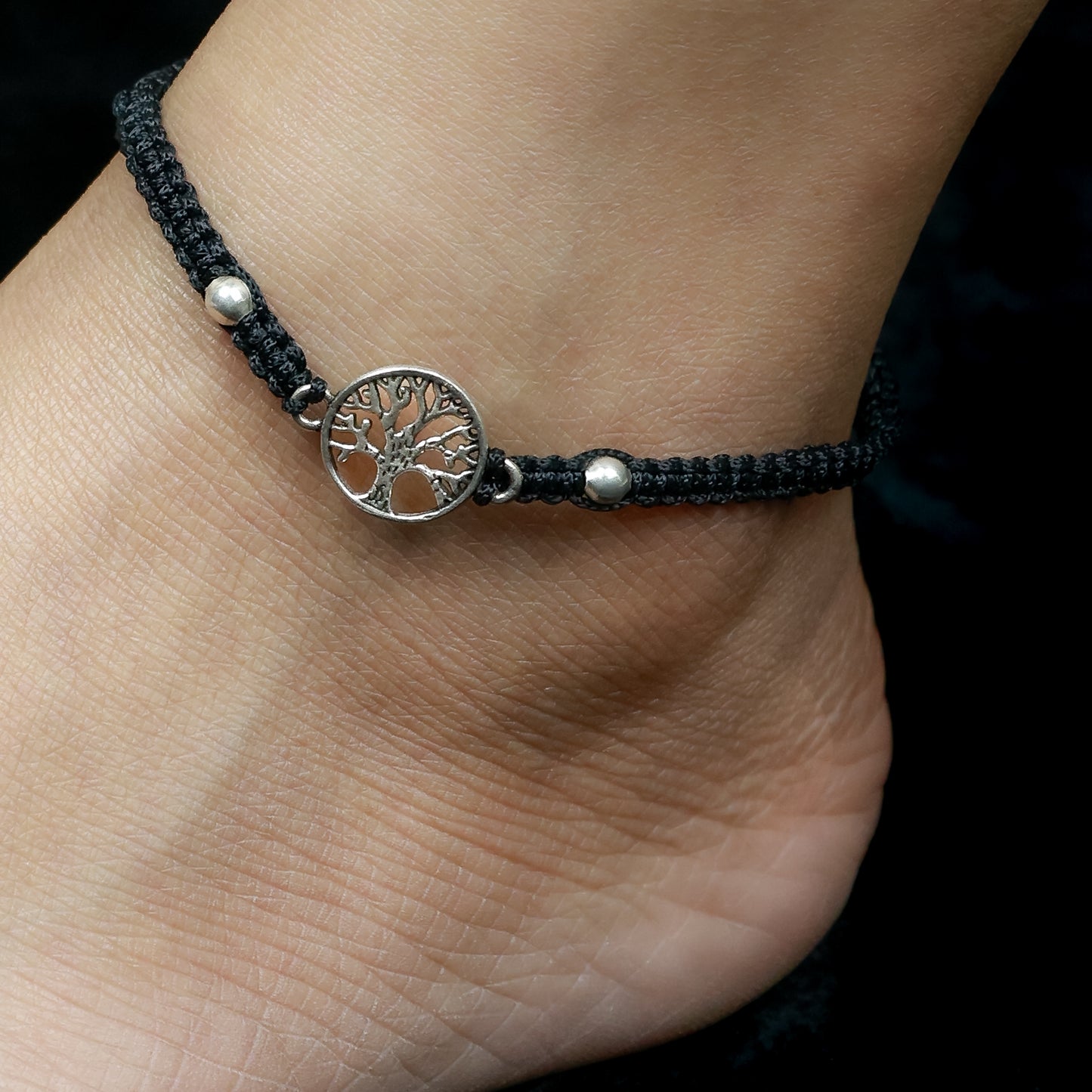 925 Silver Anklet| Nazakat Tree Of Life Silver Nazarbattu Anklet