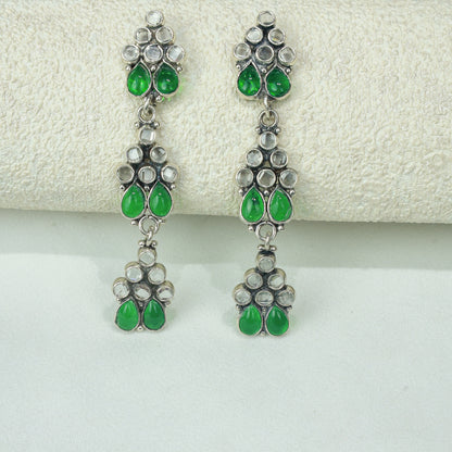 Ayushi Polki Floral Silver Choker Set With Earrings