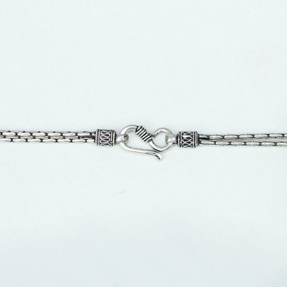 Ayushi Floral Tie Chain With Dangling Silver Beads 925 Silver Necklace