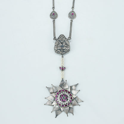 Anokhi Bloom Flower Statement 925 Silver Necklace