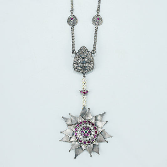 Anokhi Bloom Flower Statement 925 Silver Necklace