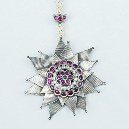 Anokhi Bloom Flower Statement 925 Silver Necklace