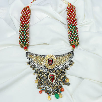 Anokhi Dual Tone Rangoli Rajputi 925 Silver Arad Necklace