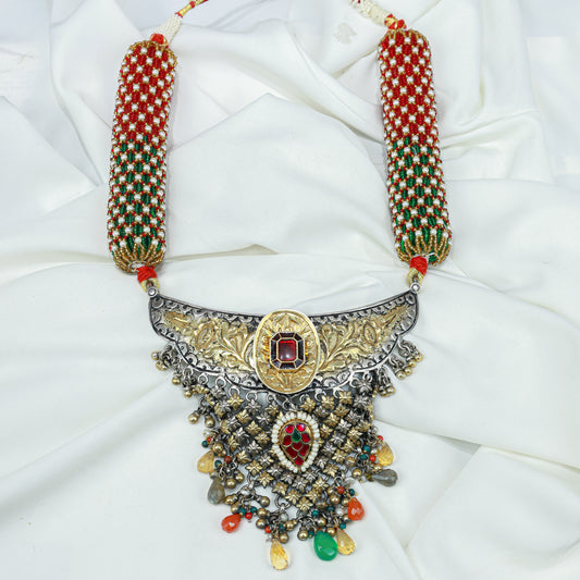 Anokhi Dual Tone Rangoli Rajputi 925 Silver Arad Necklace