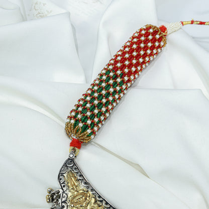 Anokhi Dual Tone Rangoli Rajputi 925 Silver Arad Necklace