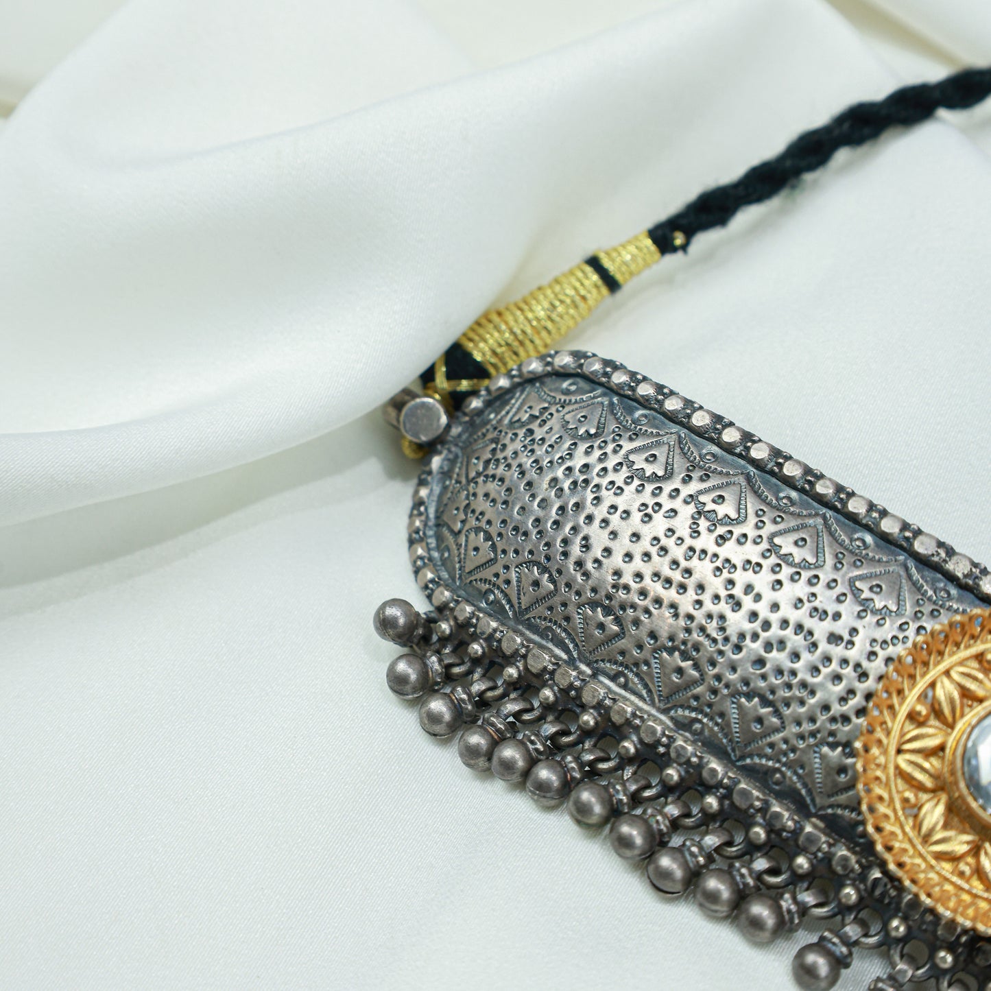 Anokhi  Mandira Golden Motif 925 Silver Choker Necklace Set
