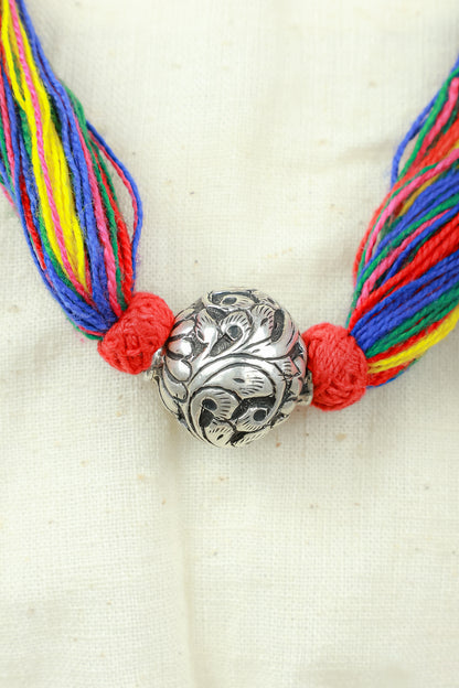 Noor Chitai Ball Multi Colour 925 Silver Necklace With Doori