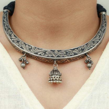 Noor Phool Pati 925 Silver Necklace With Tinkling Ghungroo