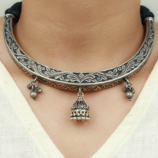 Noor Phool Pati 925 Silver Necklace With Tinkling Ghungroo
