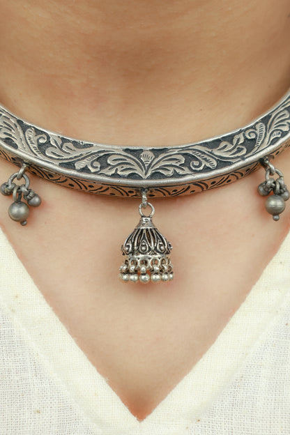 Noor Phool Pati 925 Silver Necklace With Tinkling Ghungroo