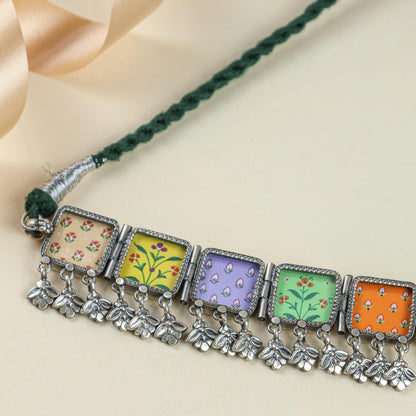 925 Silver Chocker | Hastakala Bagh Painting Choker