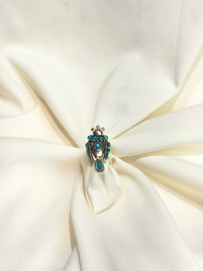 925 Silver Ring| Anokhi Tibetan Turquoise Silver Panchi Ring