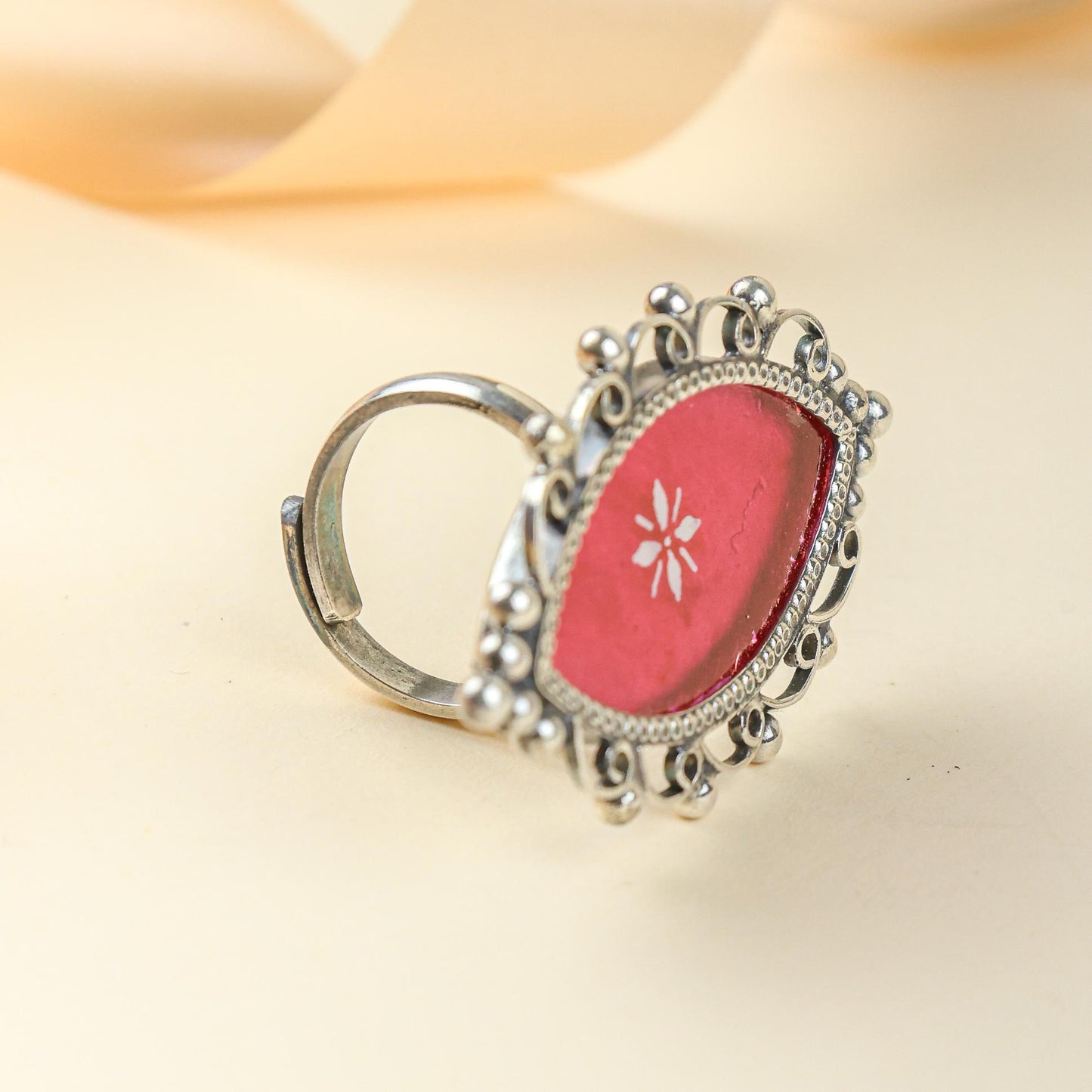 92.5 Silver | Hastakala Moh Hand-painted Finger Ring