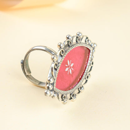 92.5 Silver | Hastakala Moh Hand-painted Finger Ring
