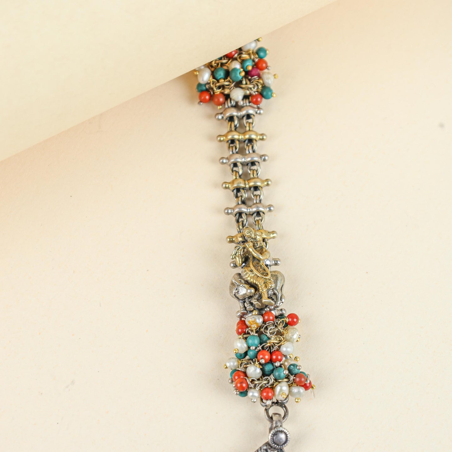 Anokhi Dual Tone Cow Motif And Kundan 925 Silver Necklace