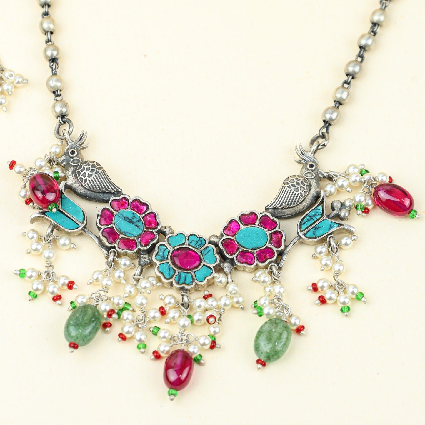 Anokhi Floral Chidiya Necklace Set | 925 Silver |
