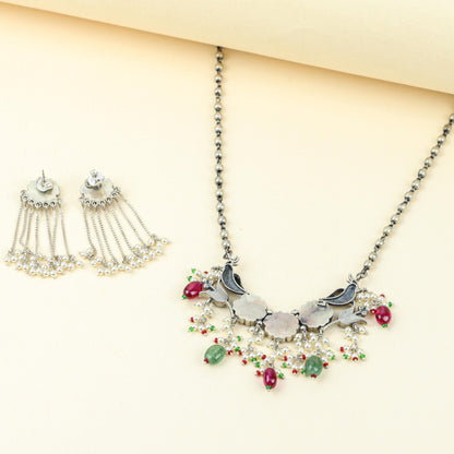Anokhi Floral Chidiya Necklace Set | 925 Silver |