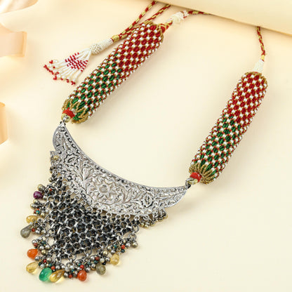 Anokhi Dual Tone Rajputi Jhalar 925 Silver Aad Necklace