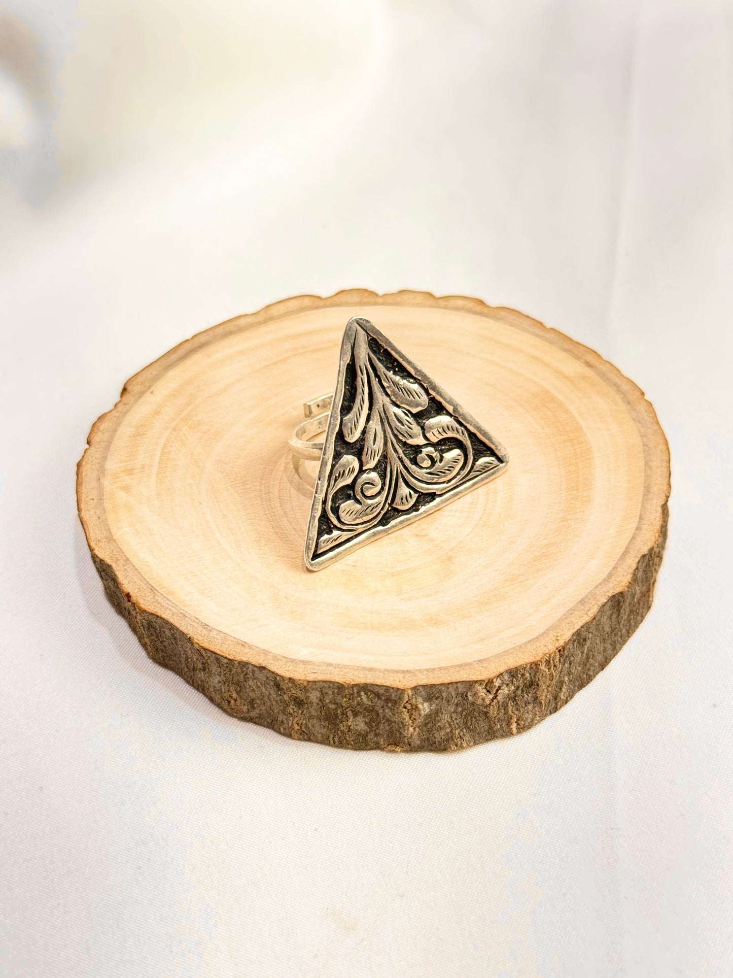 925 Silver Ring| Noor Chitai Triangular Silver Ring