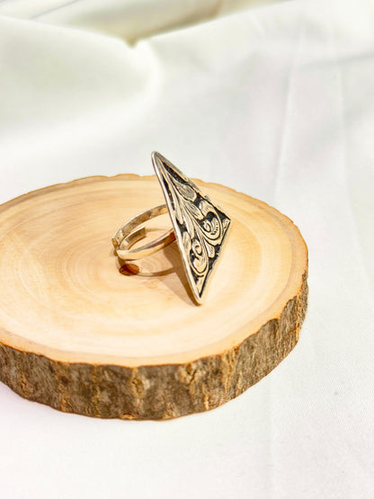 925 Silver Ring| Noor Chitai Triangular Silver Ring