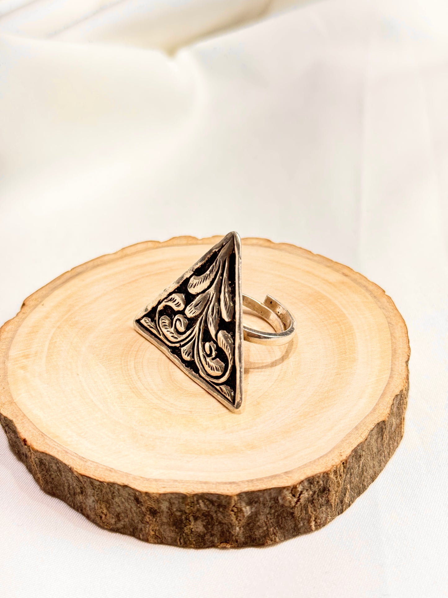 925 Silver Ring| Noor Chitai Triangular Silver Ring