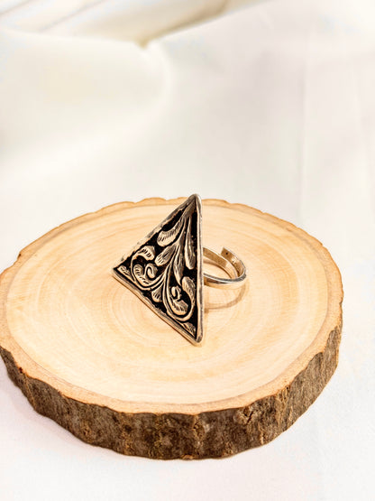 925 Silver Ring| Noor Chitai Triangular Silver Ring