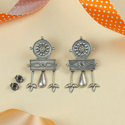 Tridha Mandala Bloom Silver Earrings – 92.5 Silver